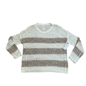 Sadie & Sage Cream and Rainbow Loose Knit Sweater Size Large NWT